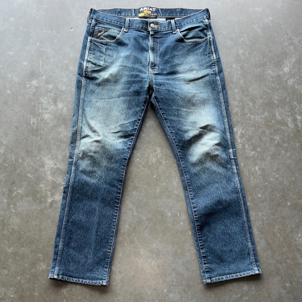 Ariat Men’s Size 40/34 Rebar M5 Slim Straight Cotton Blend Medium Wash Jeans